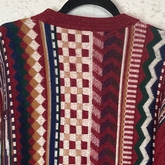 Vintage Mens 3D Knit Sweater Wool Size 54 Made in Italy Patchwork - Picture 16 of 16